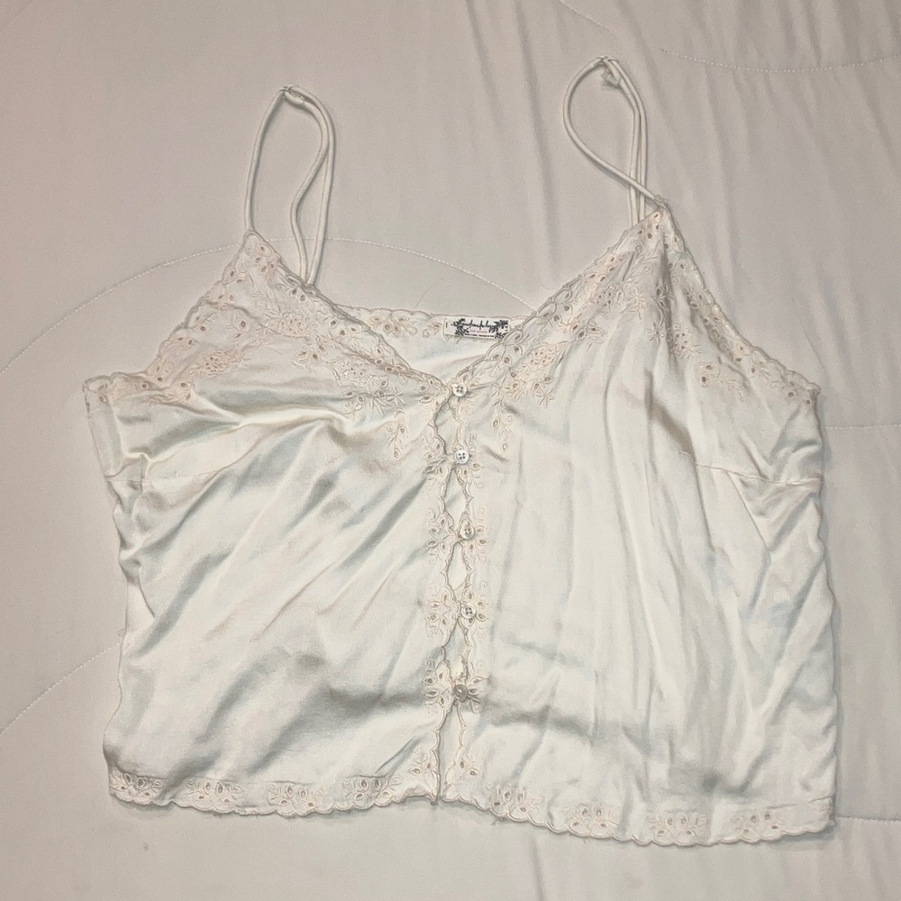 Lace-Trim Cream Camisole Top